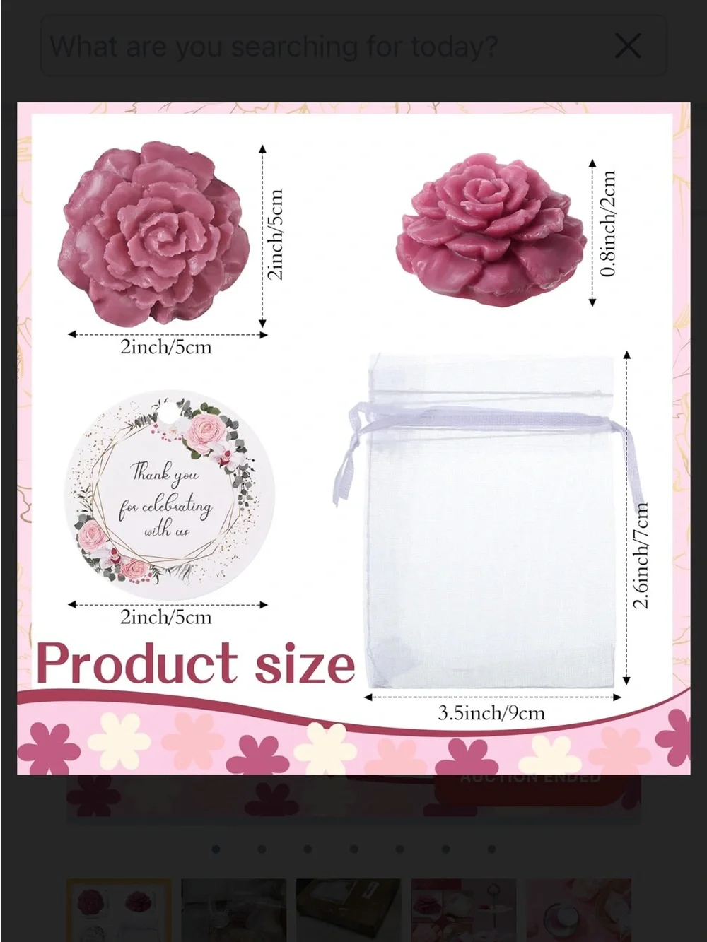 24 Rose scented wedding favor soaps (white, light pink, and dark pink)